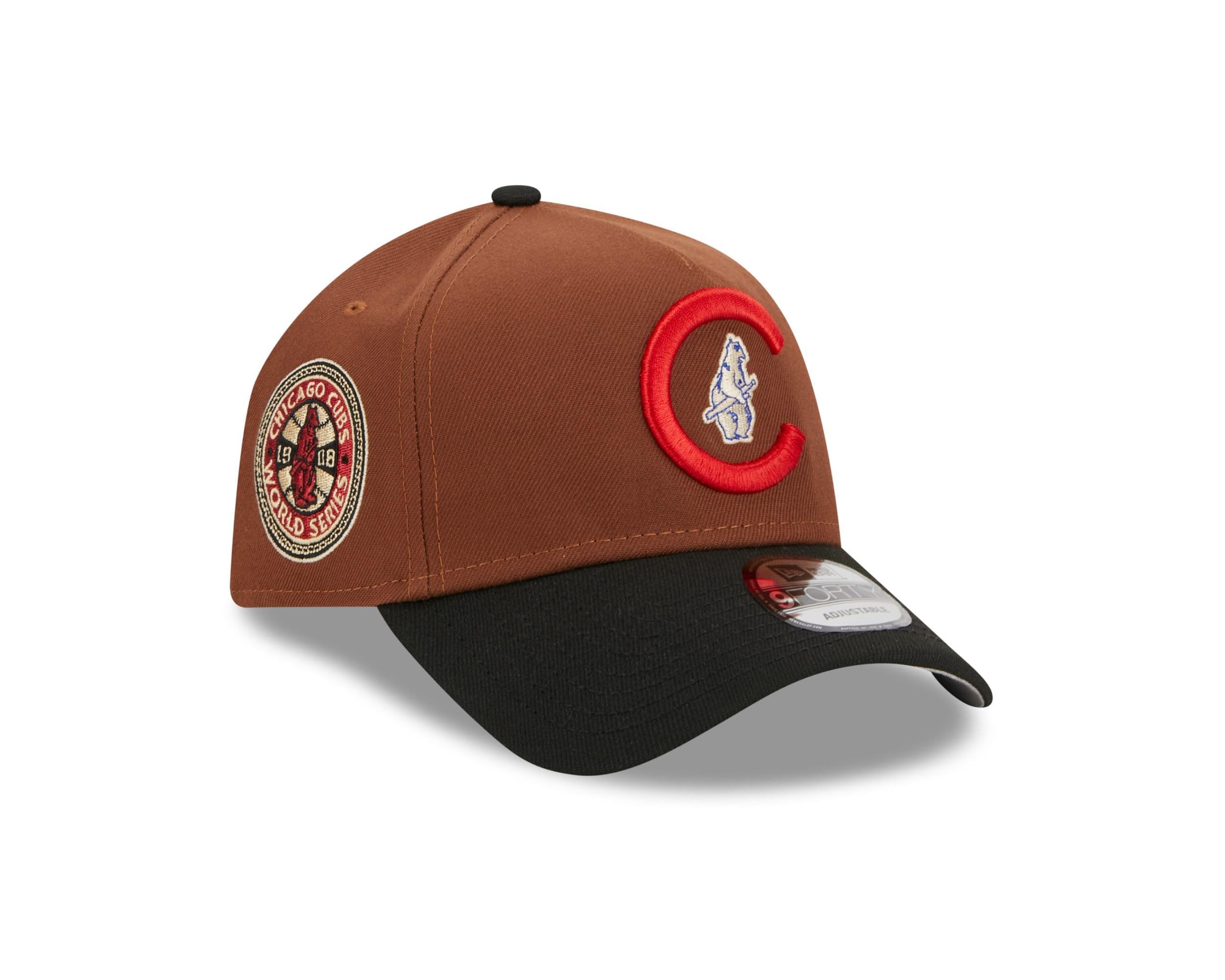 New Era Men's 940-Cubs-Brown-Black-#32402 Chicago Cubs Mlb Harvest 1908 World Series Brown Black 9Forty A-Frame Snapback Cap - One-Size