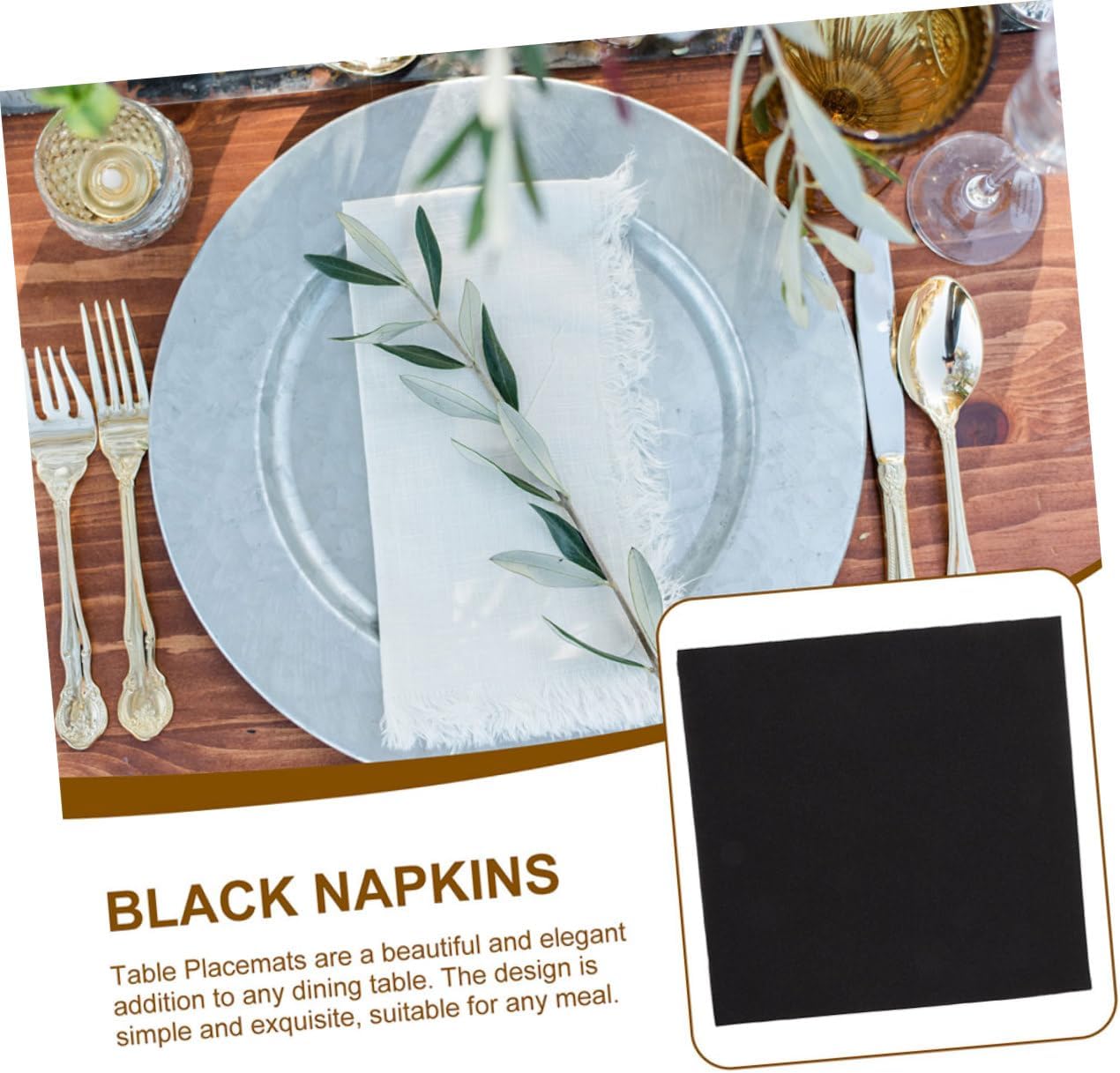 Disposable Wedding Party Napkins Thick Black Paper Napkins 40x40cm, High-grade Absorbent Tissue for Home Table Decor and Event Use, 100pcs