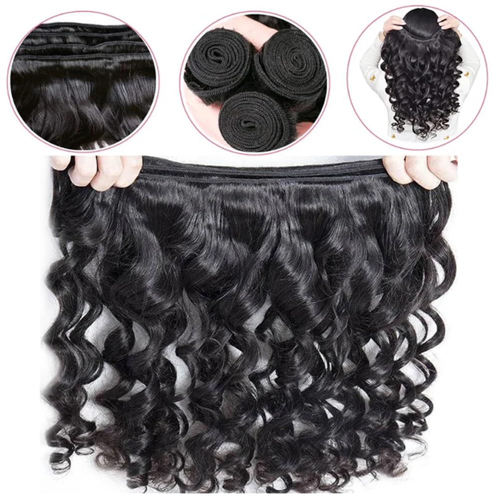 Loose Wave Bundles Human Hair #1B Loose Deep Wave Bundles 18 20 22 inch Brazilian Remy Body Wave Bundle