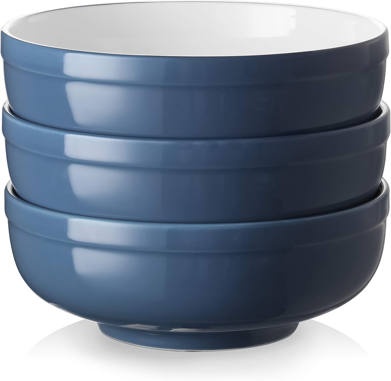  | DOWAN Soup Bowls, Serving Bowls for Kitchen, 32 Ounces Salad Bowls with Non-slip Design, Porcelain Cereal Bowls Set for Party Soup Salad Ramen Pho Pasta, Set of 3, Haza Blue: Soup Bowls