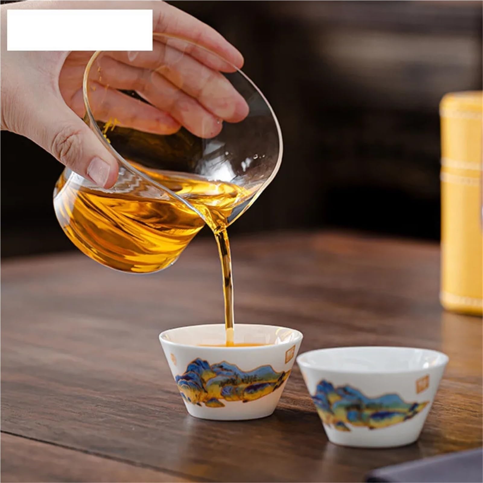 Gongfu Przenośny Podróżny Zestaw Do Herbaty Gaiwan Ceramiczny Zestaw Do Herbaty Gaiwan Z 3 Kubkami Herbaty Na Zewnątrz Camping, Domowe Biuro (F-1Set)