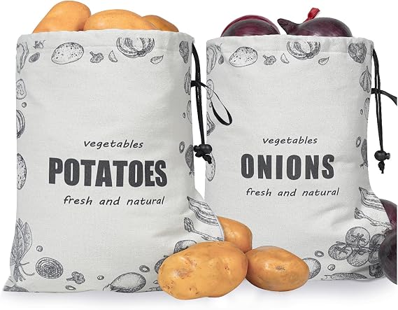 TOGETRUE Potato Onion Storage Bag, Portable Garlic Storage Bag, Onions Potatoes Keeper