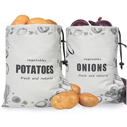 TOGETRUE Potato Onion Storage Bag, Washable Canvas Onion and Potato