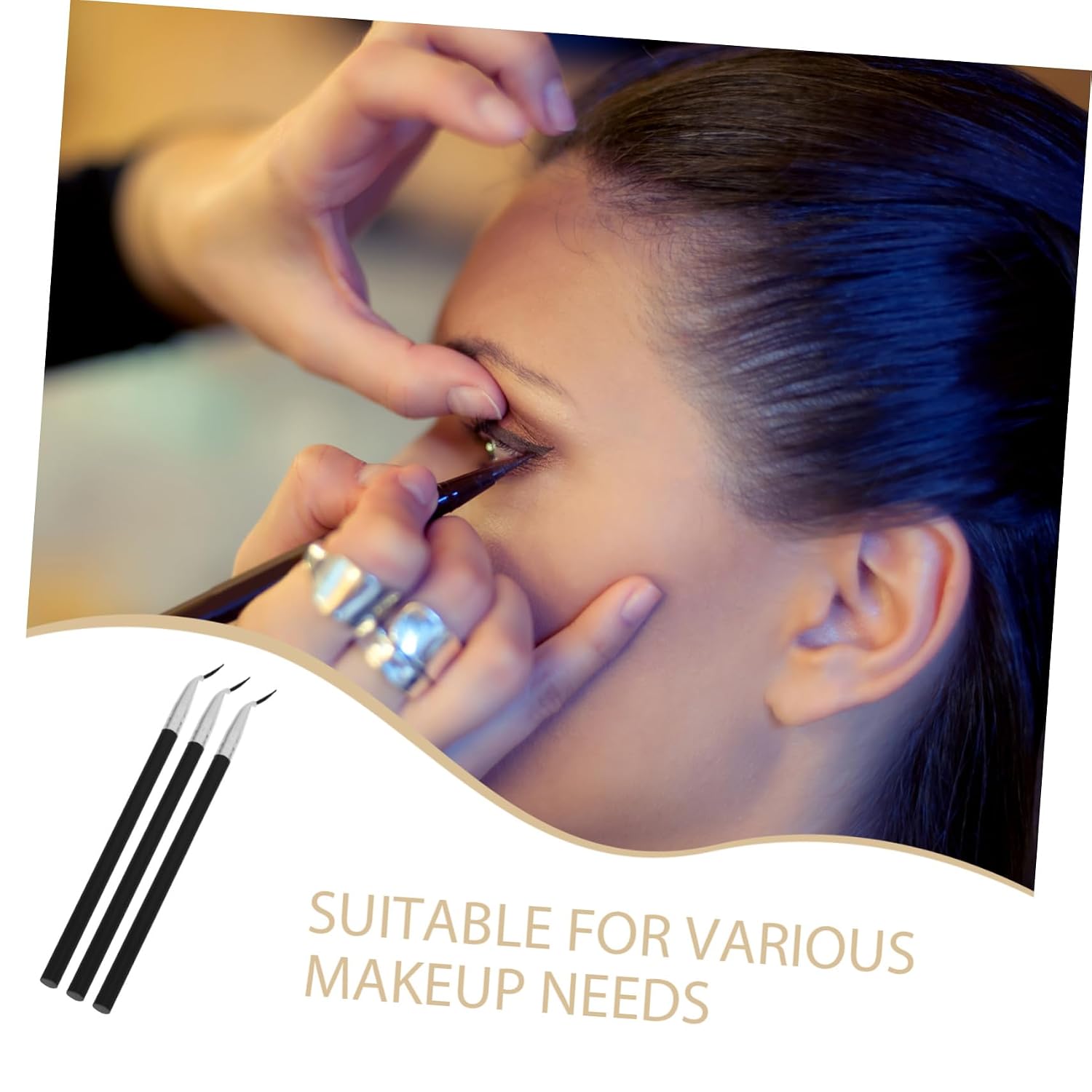 3pcs Angled Eyeliner and Lip Liner Brush Handle Precision Makeup Tool for Detailed Application Multifunctional for Eyeliner and Lip Looks