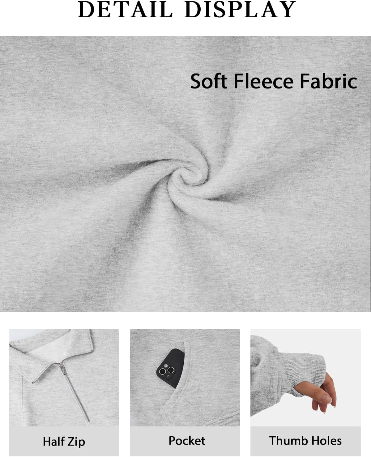 ATHMILE Womens Sweatshirts Half Zip Cropped Pullover Fleece Quarter Zipper Hoodies 2026 Fall Fashion Outfits Clothes - Image 6