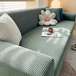 Capa de sofá engrossada resistente ao desgaste e lavável capa completa para sofá antiderrapante almofada de sofá macia e confortável resistente à sujeira e poeira - verde||Sofá de três lugares 185 ~