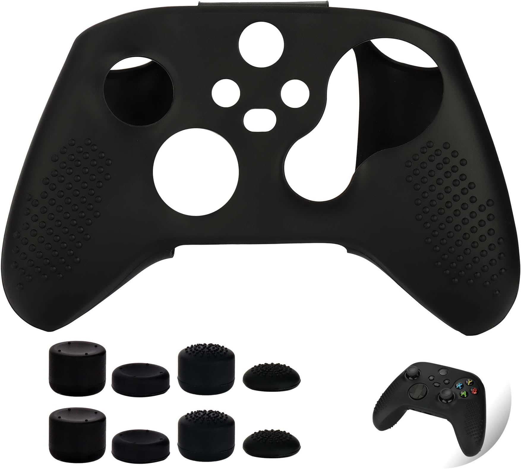 Soft Anti-Slip Silicone Controller Cover Skin Protective Case for Xbox Series X/S Controllers (with 8 Thumb Grips Caps)