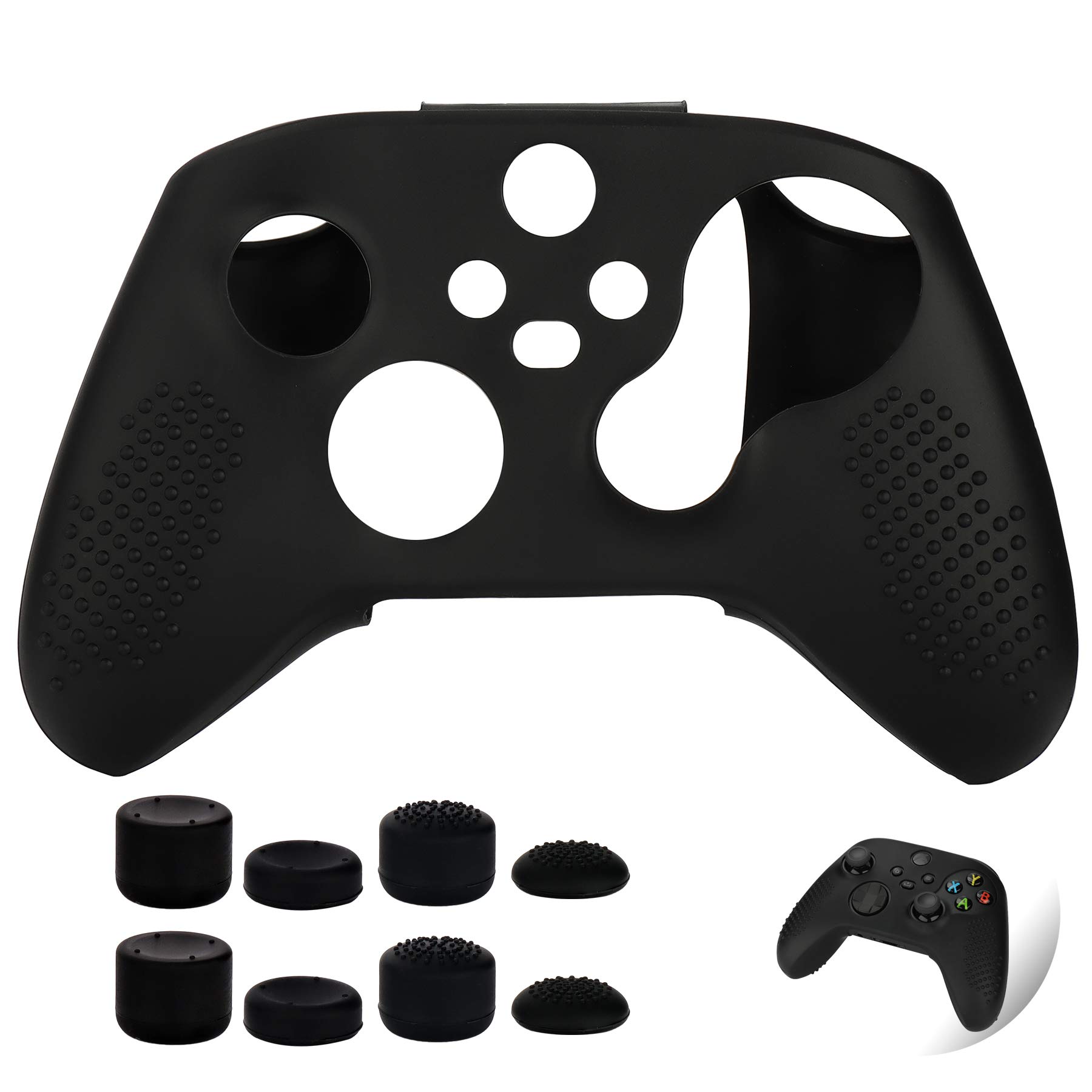 Soft Anti-Slip Silicone Controller Cover Skin Protective Case for Xbox Series X/S Controllers (with 8 Thumb Grips Caps)