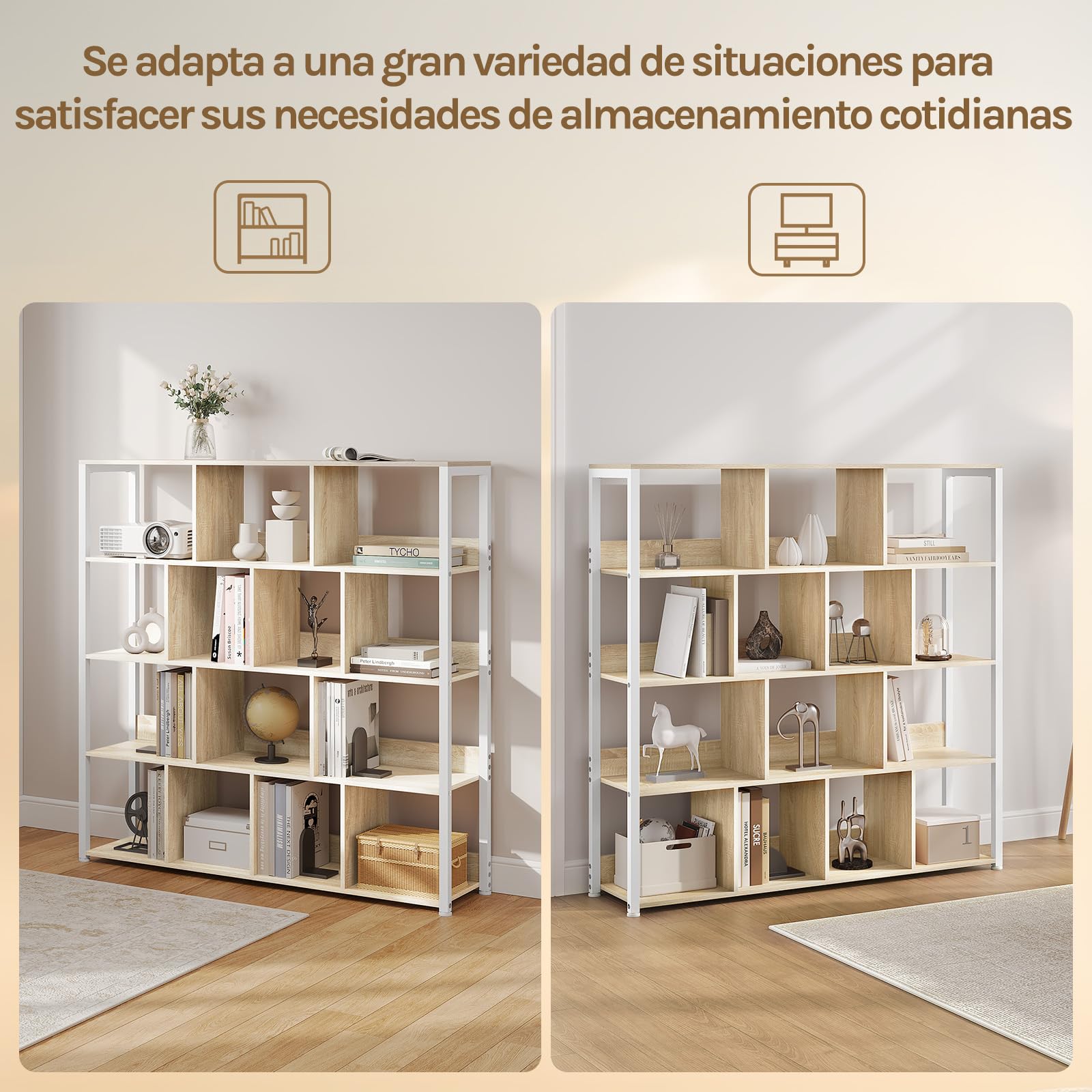 eSituro Estantería de Pie 4 Niveles, Libreria Estantes Abiertos | Marco de Metal Robusto, Estanteria Almacenaje para Salón, Dormitorio y Oficina, Madera, Marrón Rústico, 120x30x120cm
