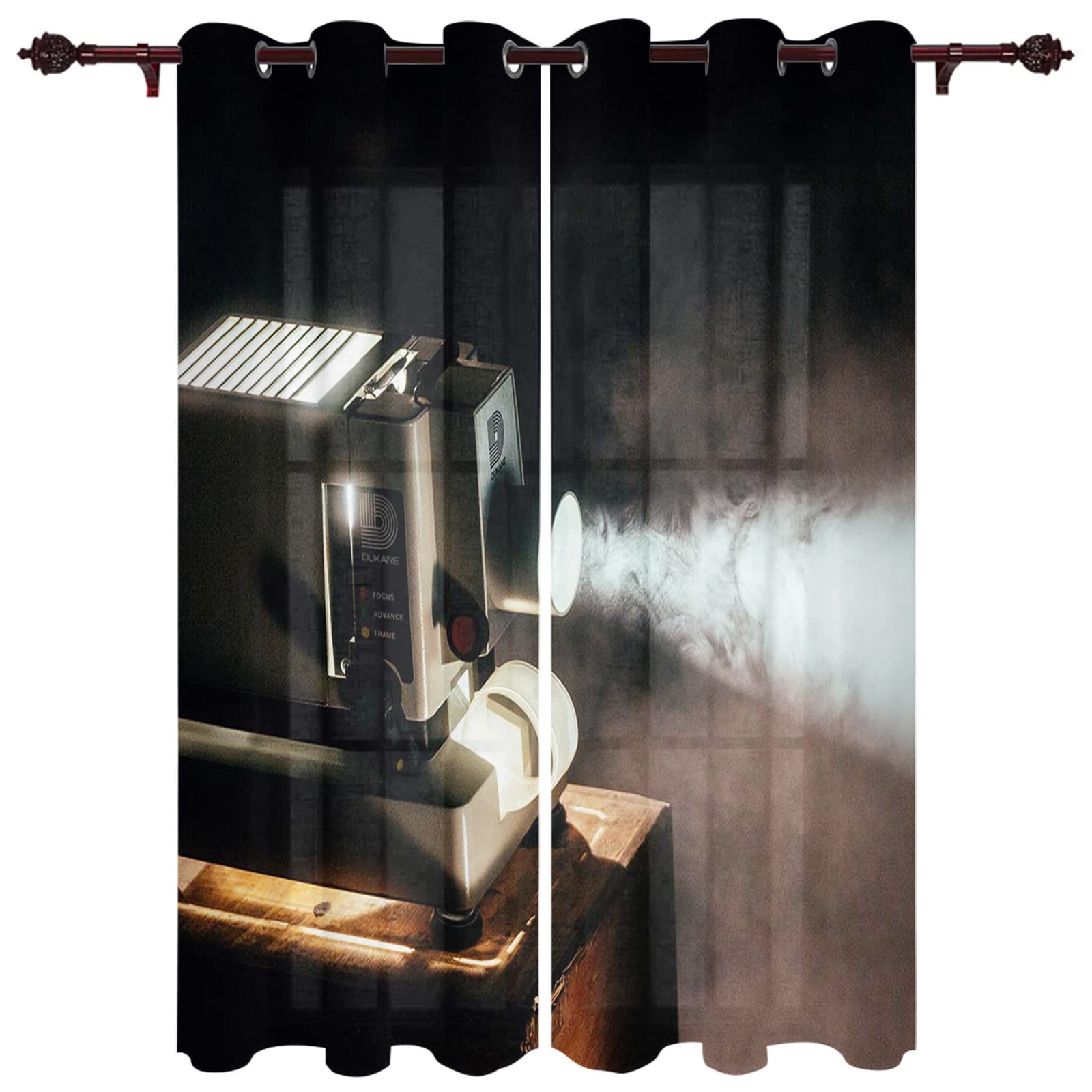 Tende oscuranti occhielli per soggiorno Proiettore cinematografico retrò 3D Tende Oscuranti Interni Soggiorno Camera da Letto Stanza 180x210cm