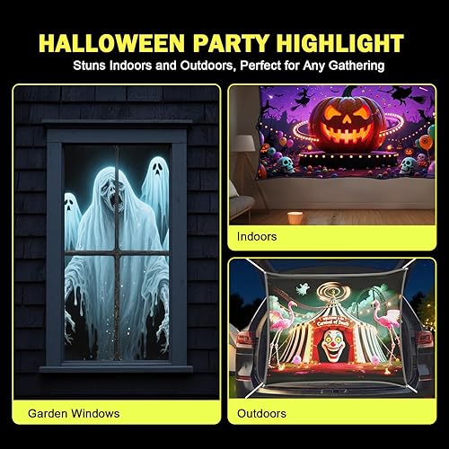 Miniatura 3 de Pantalla de proyección trasera holográfica de 120 pulgadas  Pantalla de proyector plegable y portátil antiarrugas para Halloween, Navidad, fiestas y