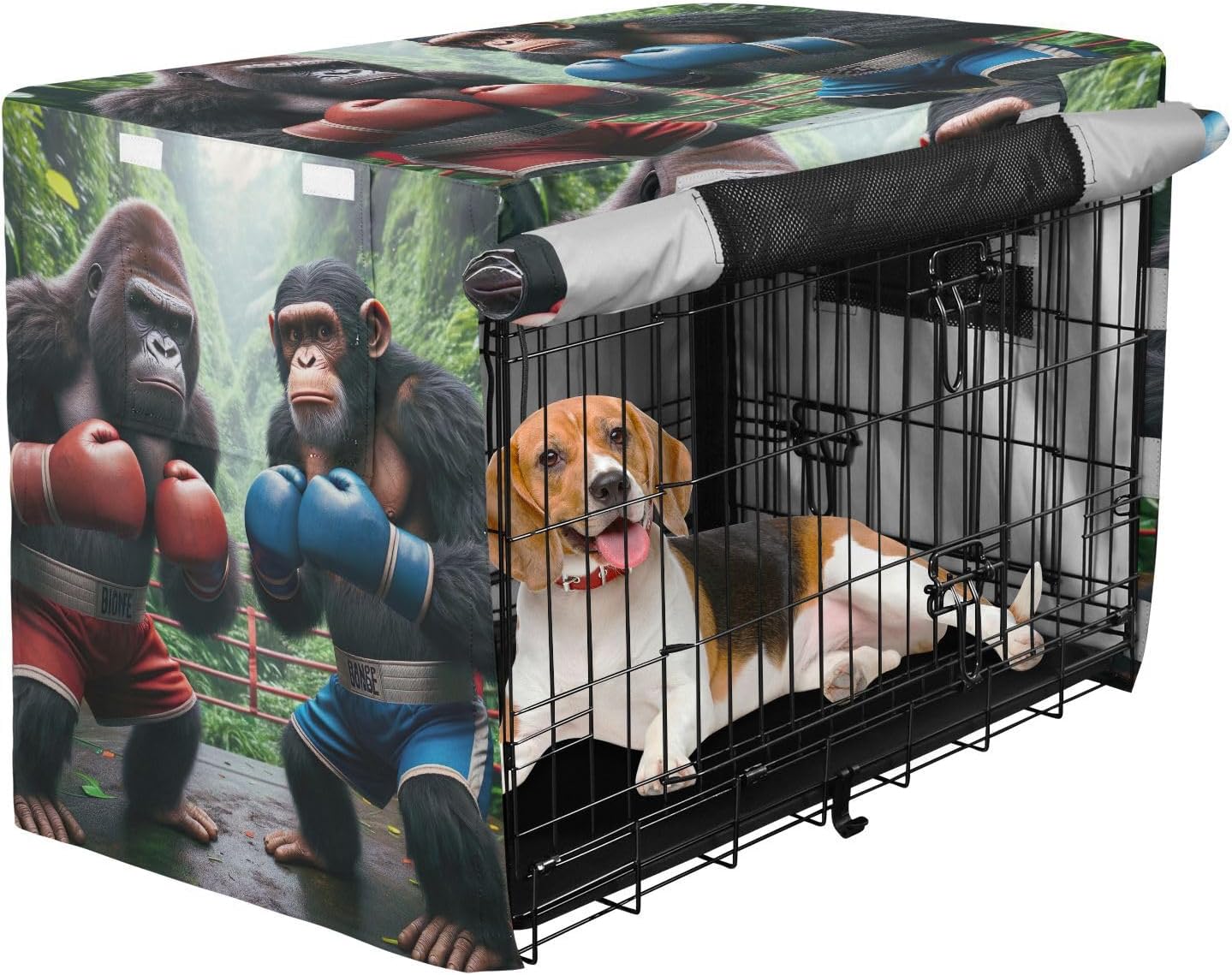 Apes Boxing Dog Crate Cover Roll-up Side Panels, Crate Cover for Dog, X-Large