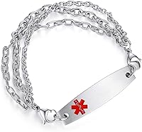 Vista 227 de Brazaletes de alerta médica ajustables de 7.5" a 9" para mujer/hombre, de acero inoxidable, intercambiables