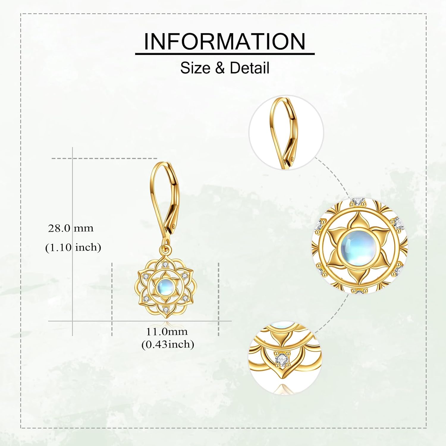 14K Gold Lotus Earrings Lotus Flower Dangle Drop Earrings Yoga Jewelry Gifts for Women Mom