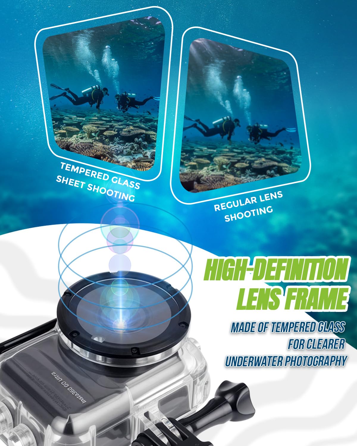 Custodia impermeabile per Ins360 GO Ultra, 60 m/197FT Custodia impermeabile, custodia subacquea compatibile con Ins360 GO Ultra