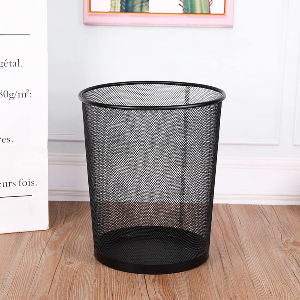 Jonzzy Papeleras Oficina Negra Metálica - 28 X 26,5 X 22 cm - Papelera Escritorio Para Oficina O Casa De Rejilla De Metal, Papelera Negra Para Mesa De Trabajo - 13 L De Capacidad (1)