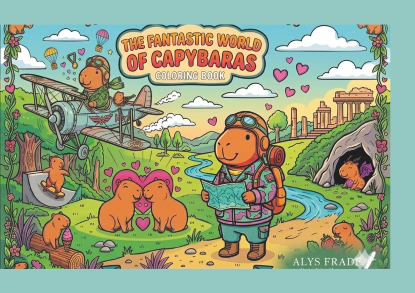 Capybara World: A Creative Coloring and Drawing Adventure: 50 Pages of Fun with 35 Adorable Capybara Coloring Sheets and 15 Creative Drawing Prompts for All Ages