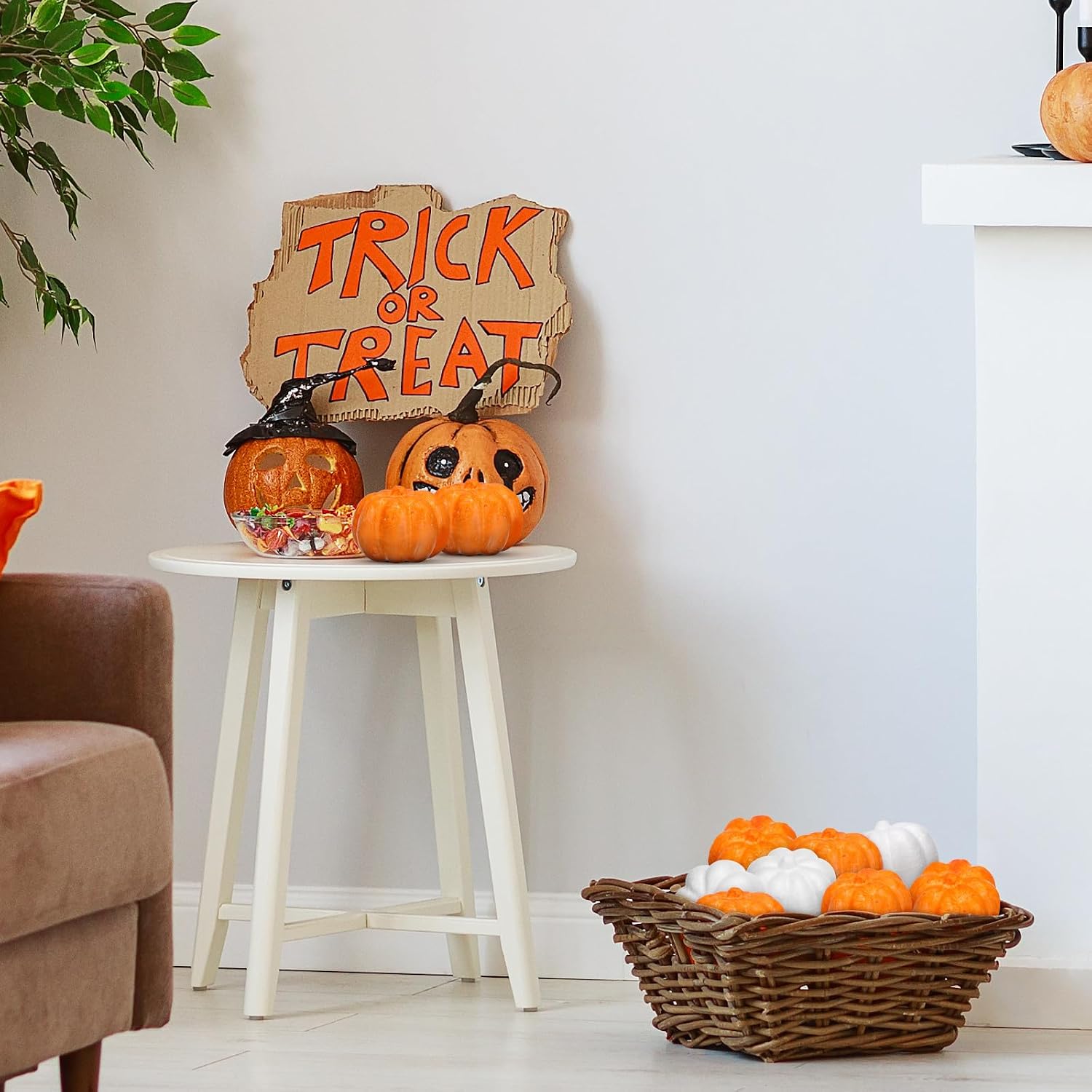 Cabilock 20pcs DIY Emulation Pumpkin, White Foam Artificial Pumpkins Crafs, Decorating Painting Carving Fake Vegetable Models, Scene Layout Ornament for Halloween Autumn Fall Harvest Thanksgiving