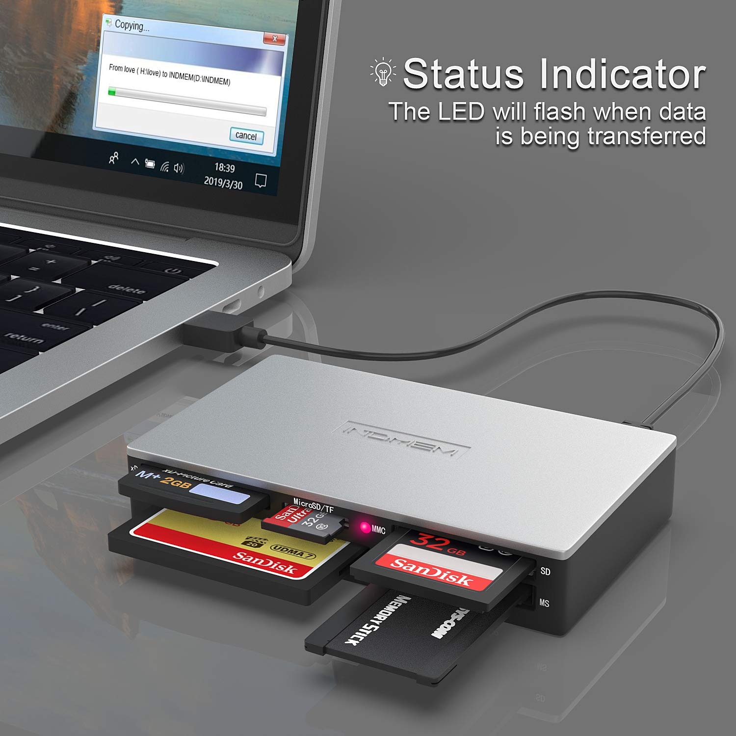 Amazon | INDMEM ポータブルSDカードリーダーライター USB 3.0