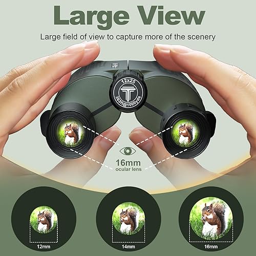 Miniatura 5 de Binoculares de 12 x 25 para adultos y niños, prismáticos compactos HD con visión nocturna con poca luz y ocular grande, prismáticos de alta potencia