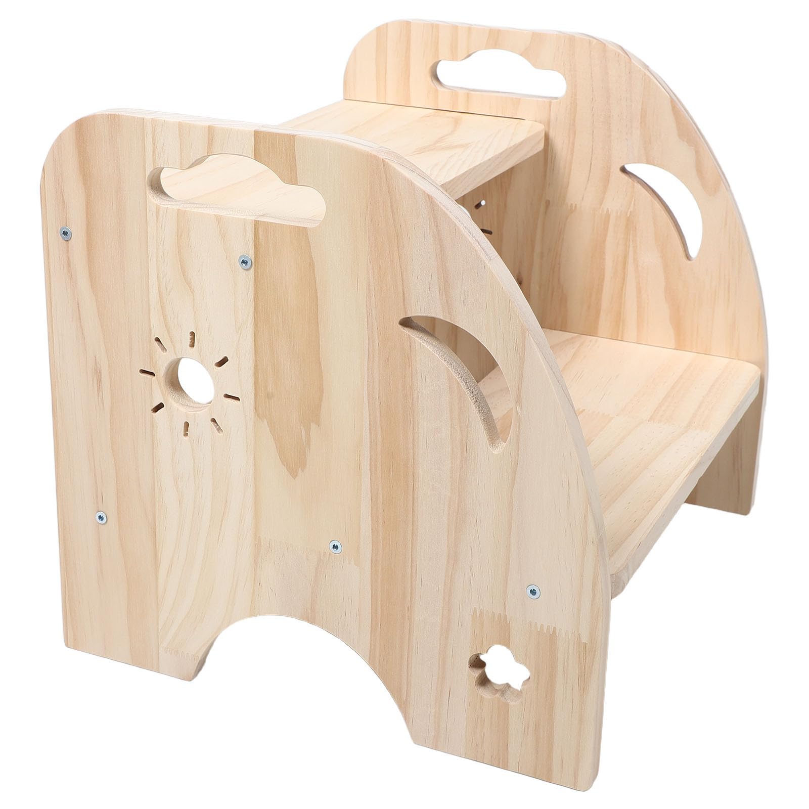 ABOOFAN Taburete Infantil de Madera para Doble Altura para Baño y Lavado Seguro y Resistente