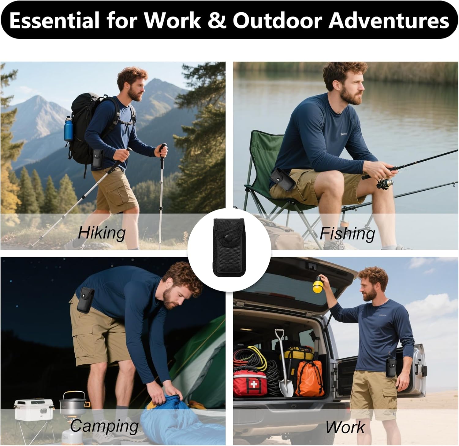 Pouch for Belt Small EDC Utility Pouches for Men with Belt Loop Compact Canvas Tactical Waist Bag for Hiking Fishing Camping Snap Closure Organizer Pouch for Belts Everyday Carry Gear - Image 7