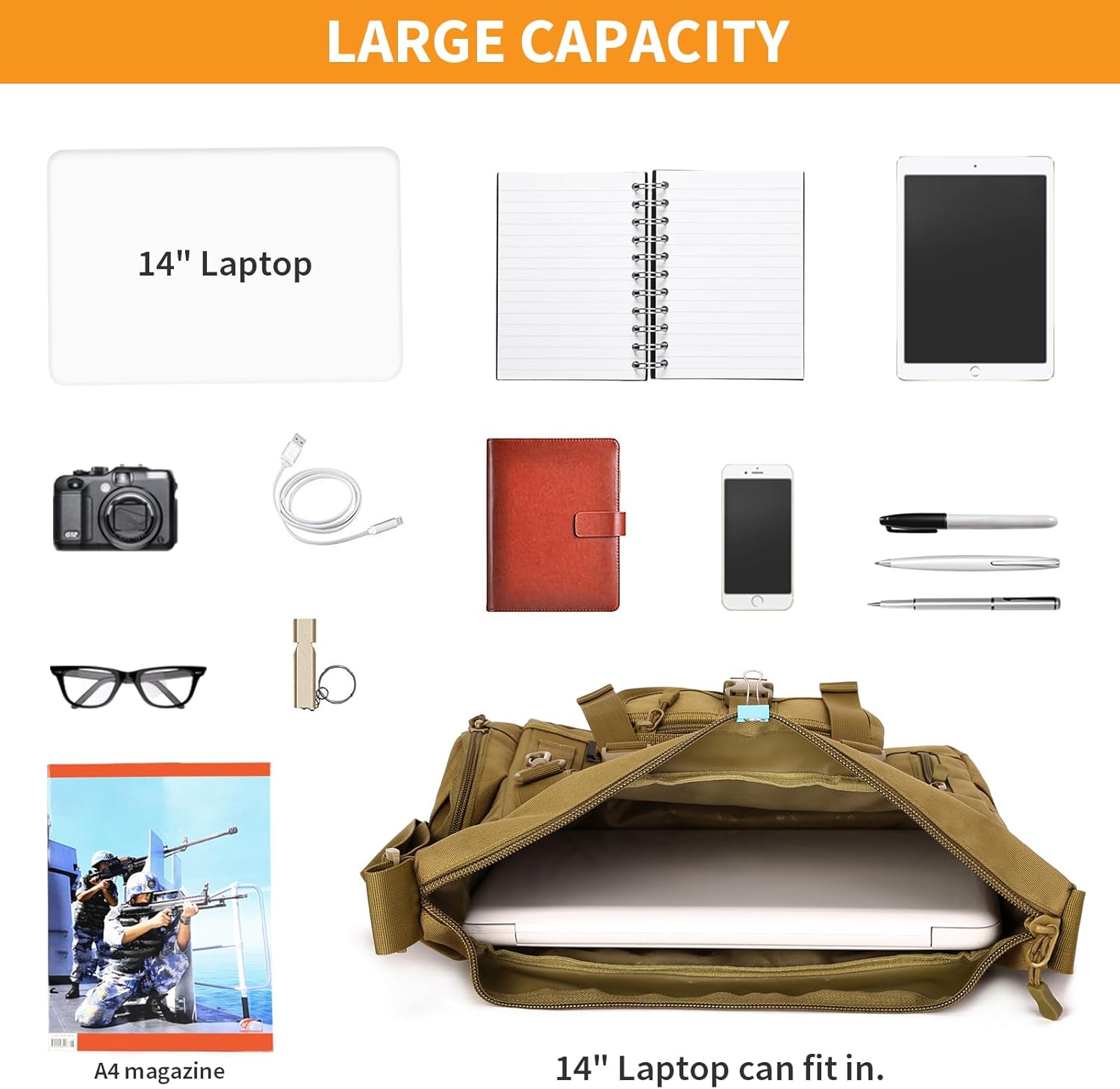 HUNTVP Messenger Bag Tactical Messenger Bag Men Canvas Shoulder Crossbody Military Laptop Bag for Work Outdoor Camping Hiking - Image 7