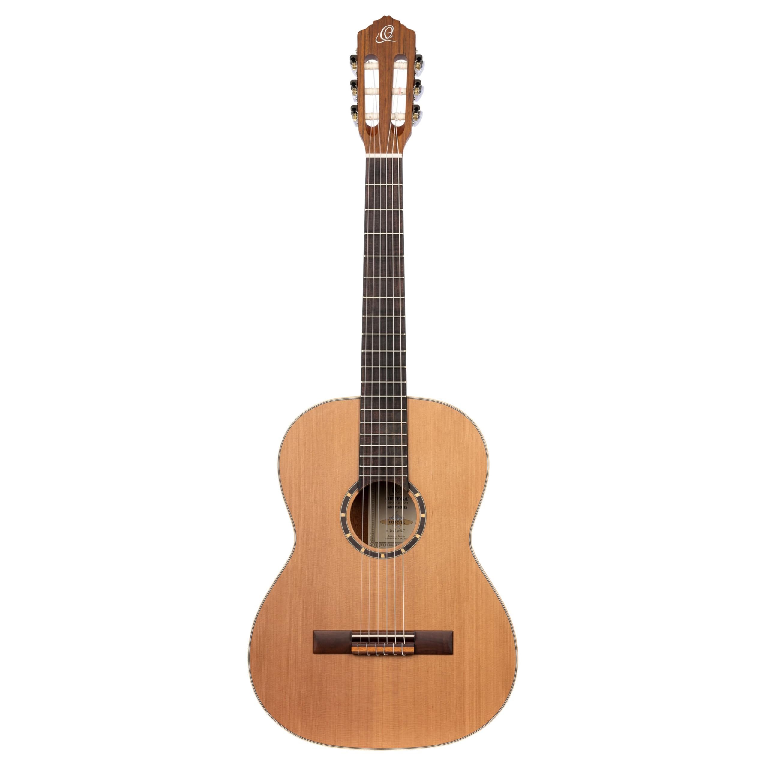 Ortega Guitars Konzert Gitarre Linkshänder – 7/8 – Family Series – Inklusive Gig Bag – Zeder, Mahagoni, Natur (R122-7/8-L)