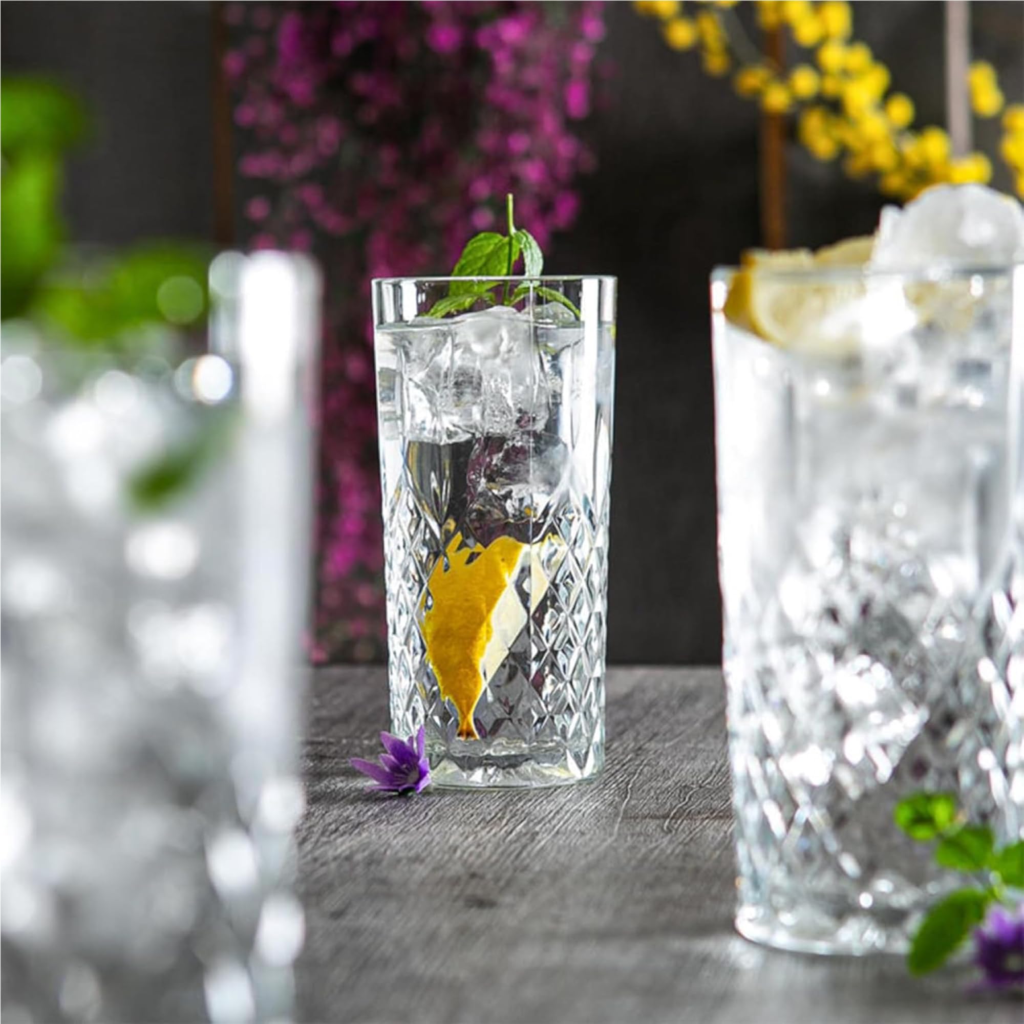 NORDIC SCHILLER Bicchiere Long Drink Set 4, 360ml 100% SENZA PIOMBO Bicchieri Cocktail Particolari, Bicchieri Acqua Moderni, Bicchieri Coktail, Bichiere Succo, Caipirinha Highball Glasses