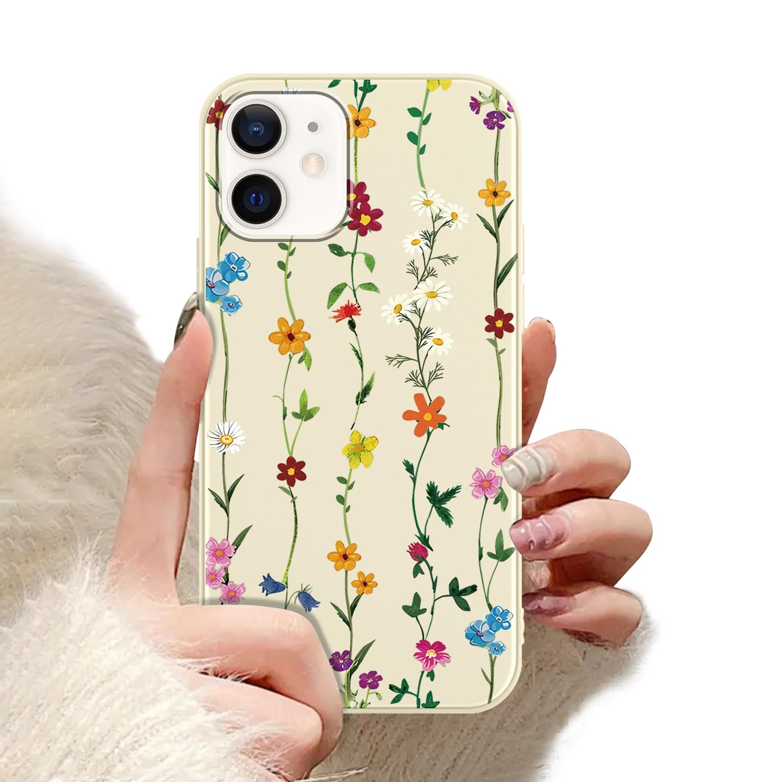 Zrutru Flower Phone Case for iPhone 12/12 Pro Pretty Floral Design Phone Funda for Girl Women,Trendy Slim Fit TPU Shockproof Protective Phone Cover