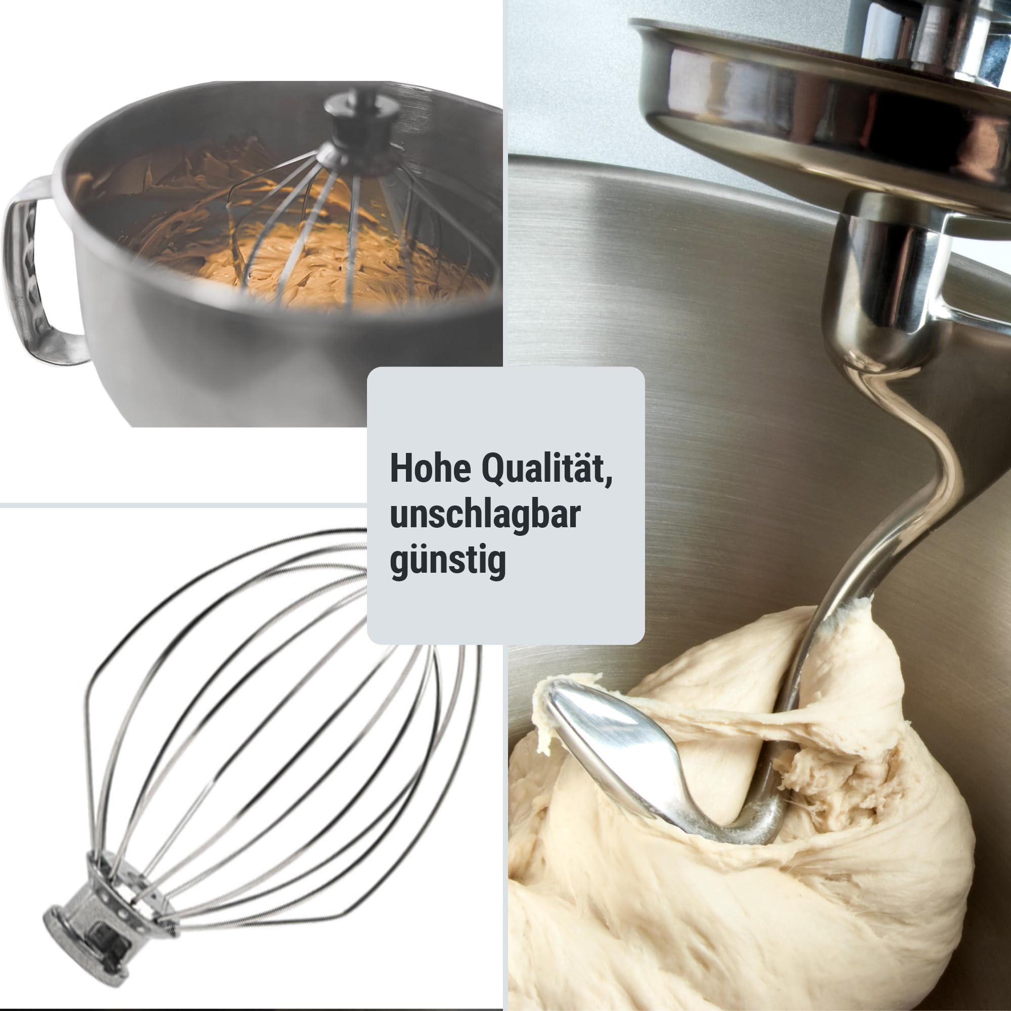 GGM Gastro | RMF7B-MW | Planetenrührmaschine - 7 Liter - 350 Watt - inkl. 3 Rühraufsätze & Spritzschutz - Milch-Weiß