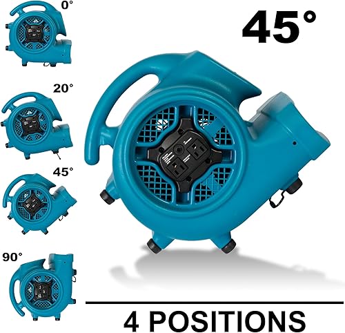 Miniatura 51 de XPOWER P-630HC Pro 1/2 HP 2800 CFM Movimiento de aire centrífugo, secadora de alfombras, ventilador de piso, soplador, mango telescópico y ruedas