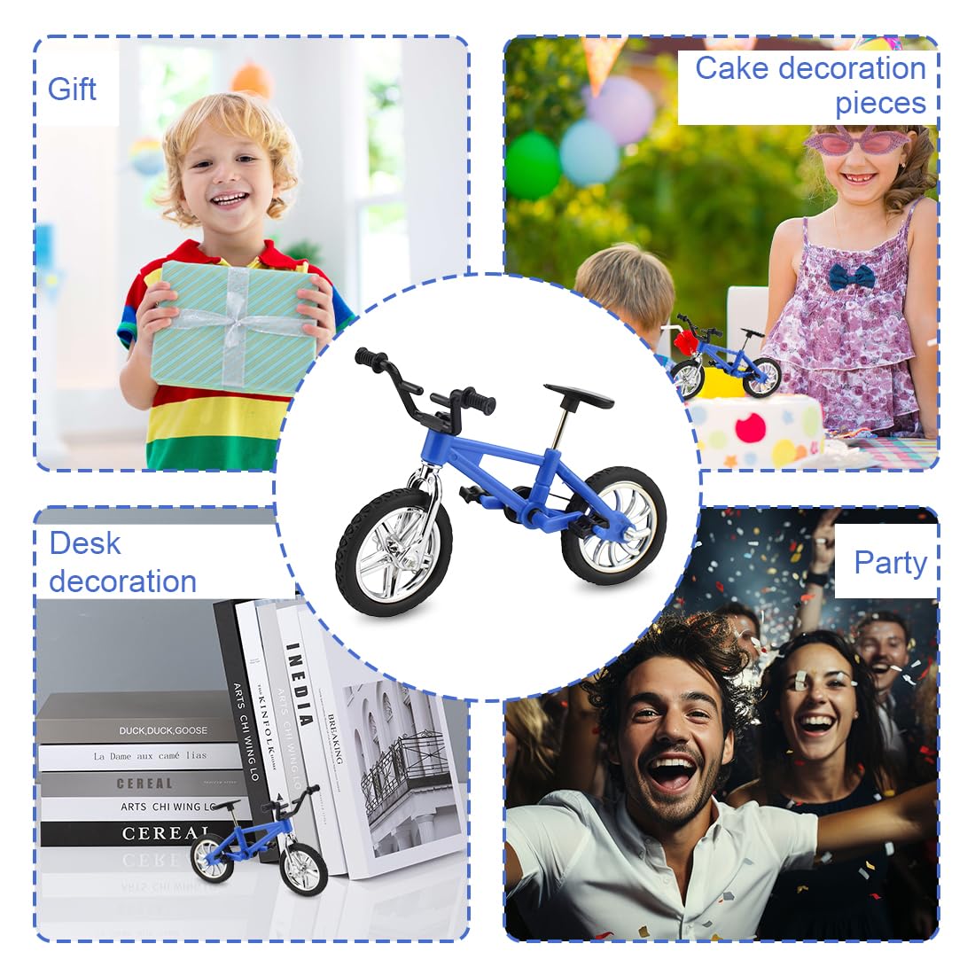 Set da 4 pezzi Finger bike, mini bike, finger bike decorativa in miniatura, accessori per bici per bambini, modello di mountain bike, adatto a ragazzi e ragazze, giocattoli da regalo