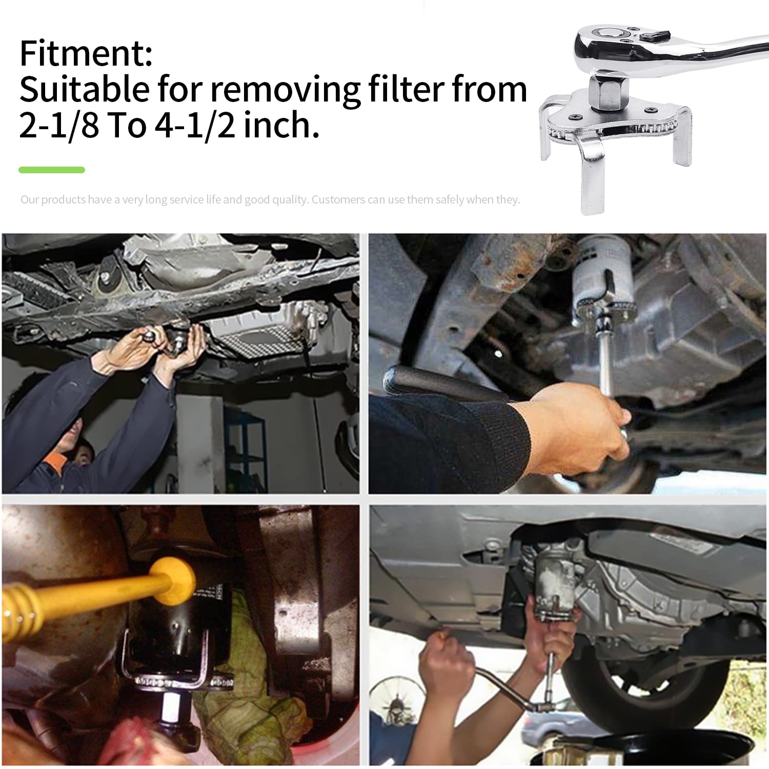 Chiave universale per filtro dell'olio e chiave regolabile per filtro dell'olio a 3 ganasce da 6,34 cm a 11,42 cm, con custodia, 3 pezzi