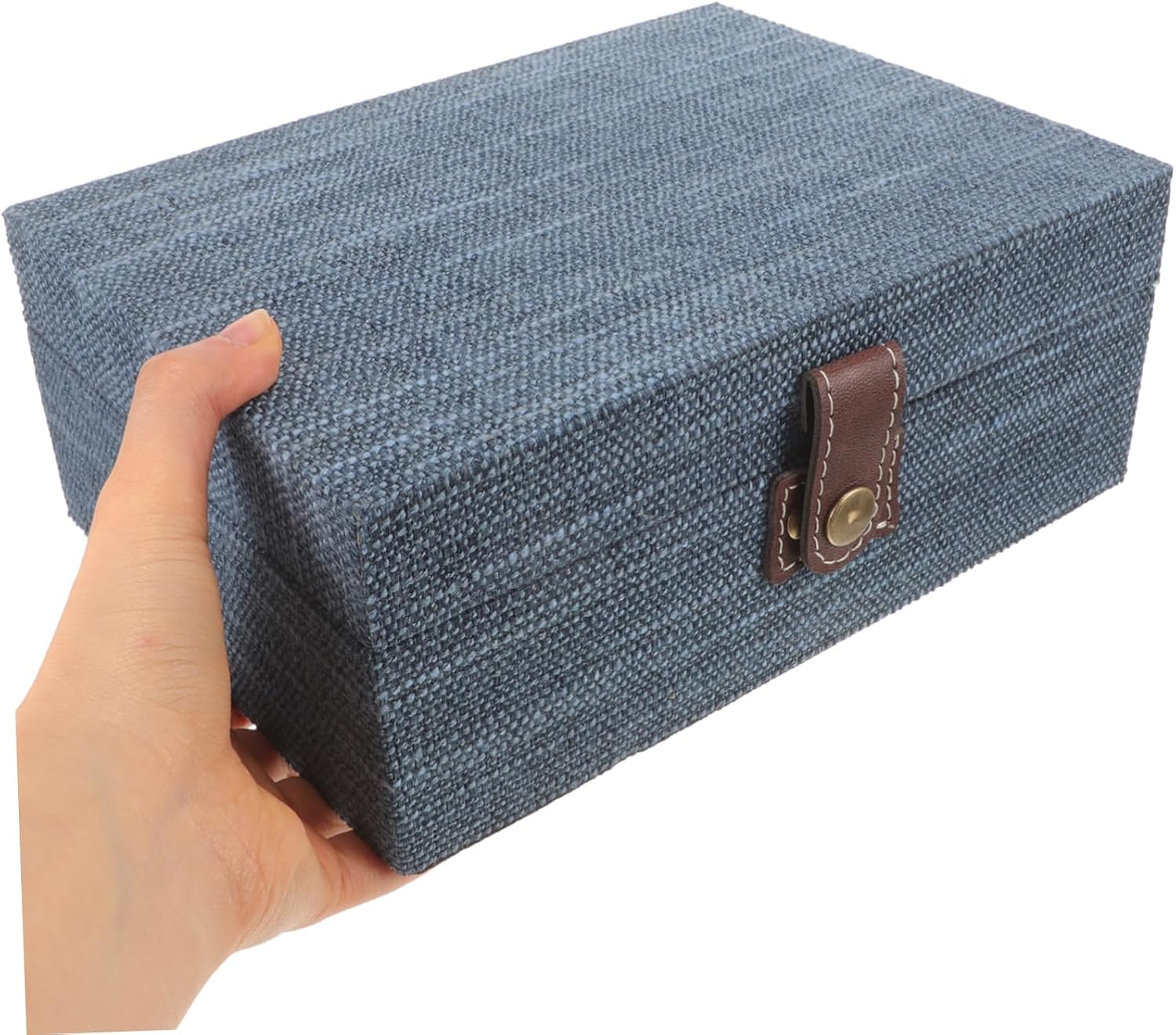 Vintage Blue Wooden Jewelry Box Organizer for Necklace Storage image 2