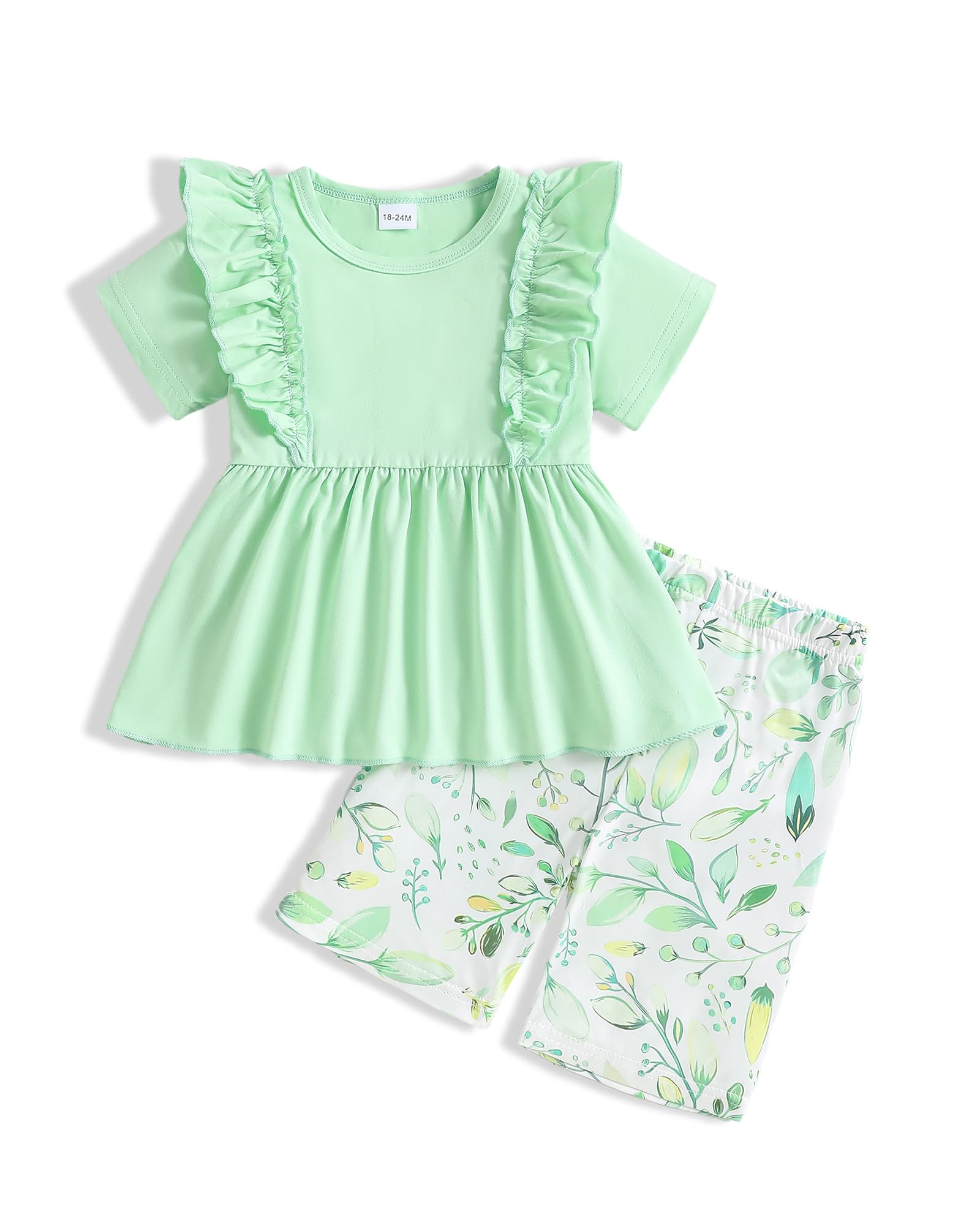 Weebaby Toddler Girl Clothes Baby Summer Outfits Sleeveless Halter Top Ruffle Short Set Cute Kids Clothes Girls