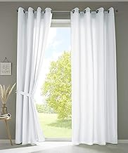 Gardinenbox Berlin 20405N2 Set of 2 Curtains with Eyelets H x W 245 x 140 cm White Opaque Microsatin Translucent Plain Matte