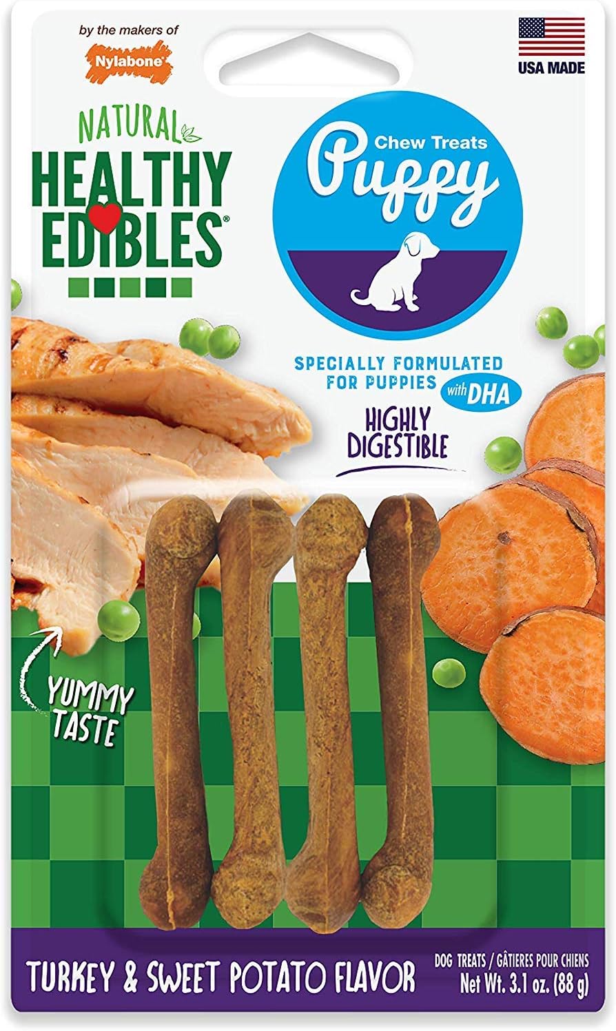 Nylabone Healthy Edibles Puppy Sweet Potato &Turkey Bister Card Petite 4ct
