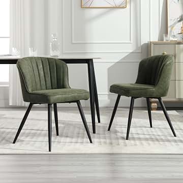 chairus Sillas de Comedor Tapizadas de Terciopelo Juego 2 de Sillas de Cocina Elegantes con Patas Doradas, Sillas Restaurante Modernas para Hogar/Cafetería, Verde
