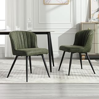 chairus Sillas de Comedor Tapizadas de Terciopelo Juego 2 de Sillas de Cocina Elegantes con Patas Doradas, Sillas Restaurante Modernas para Hogar/Cafetería, Verde