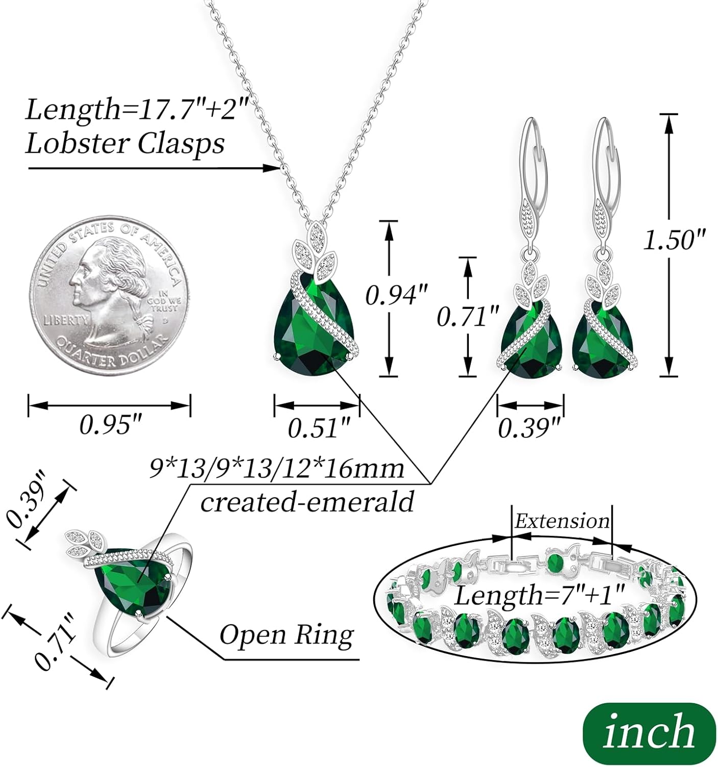 GZWHD Jewelry Set for Women CZ Earrings Necklace Ring Bracelet Set Prom Party Wedding Jewelry Gift for Mother Friend Wife - Image 4