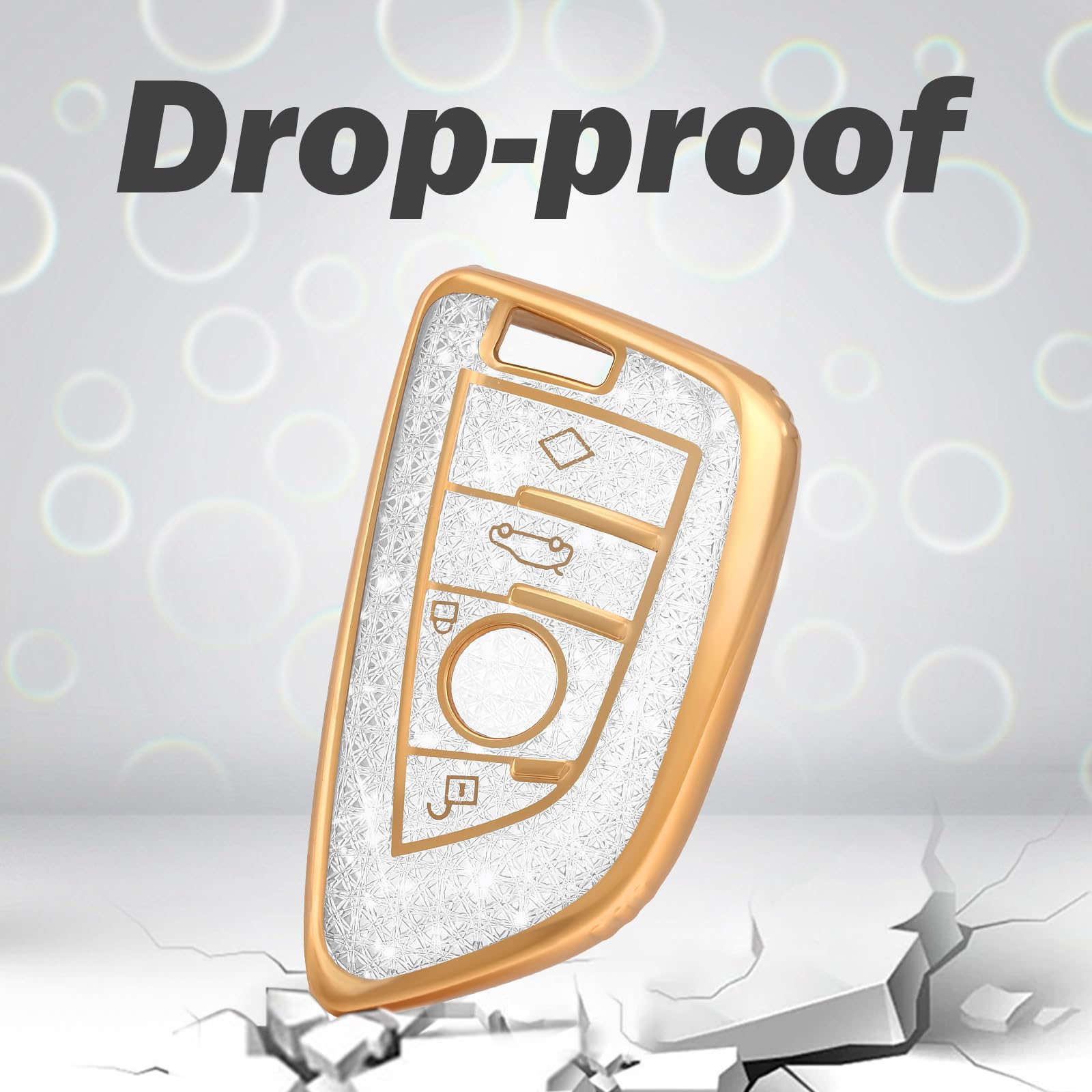 Coque Clé Voiture OFF WE GO TPU - Compatible BMW 1-7 Series, X3/X4, M2-M6 - Argent Blanc
