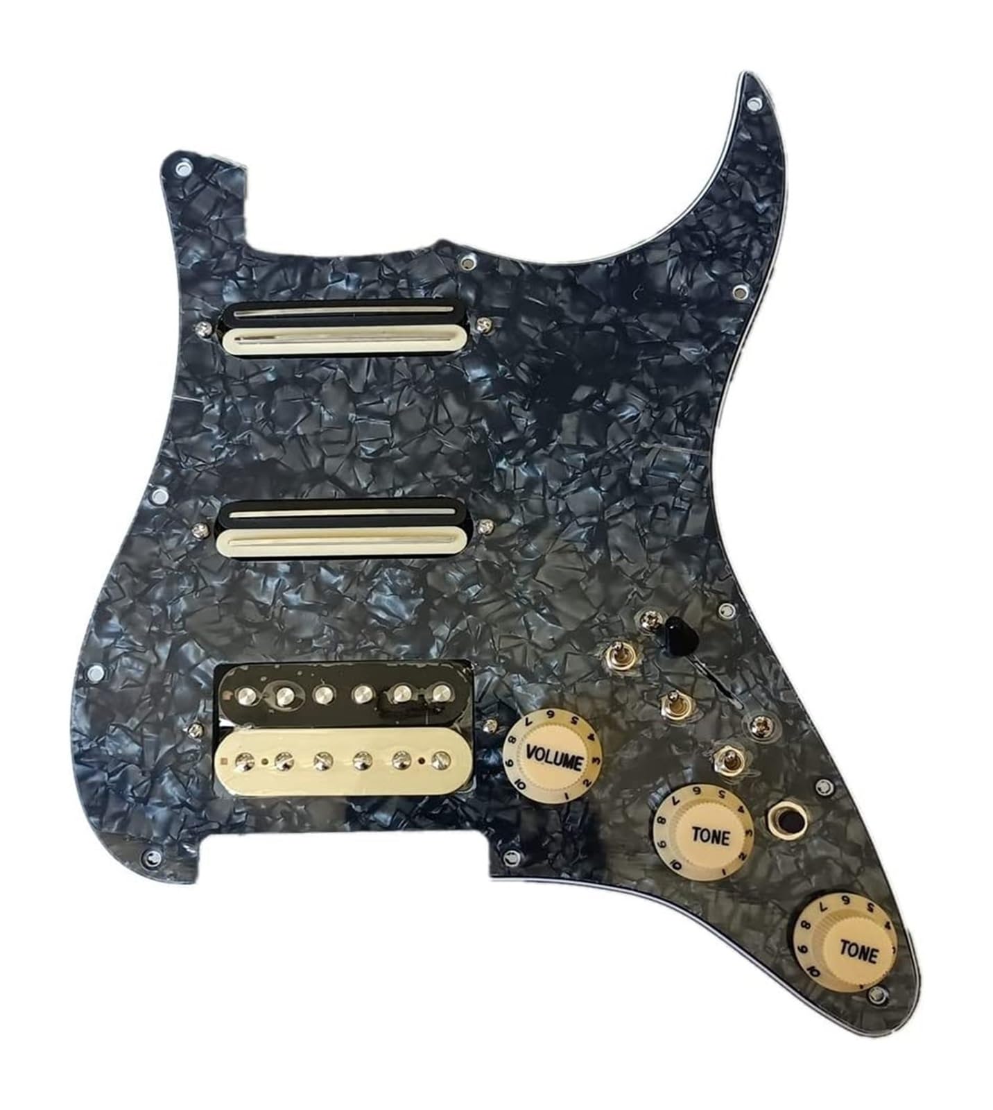 prewired loaded pickguard HSS Prewired Loaded Electric Guitar Pickguard Set Converter Alnico 5 Humbucker Pickups Wiring Harness (Color : Bk)