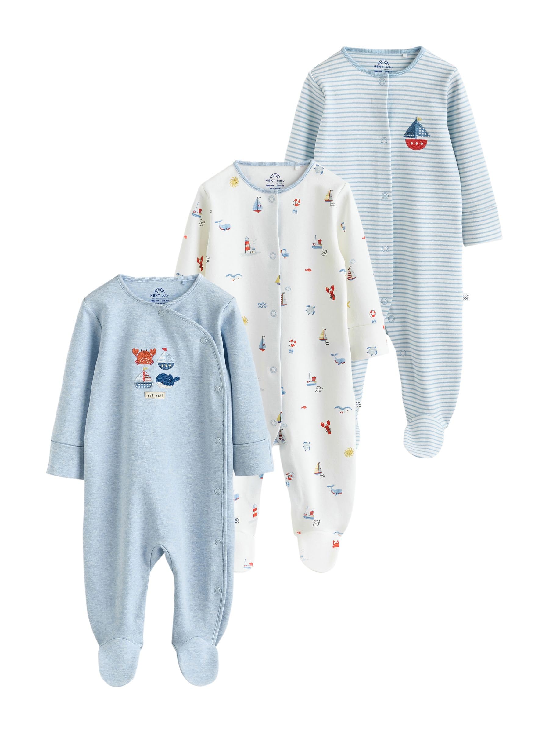 NEXT Bebés niño Pack de 3 Pijamas Tipo Pelele de bebé