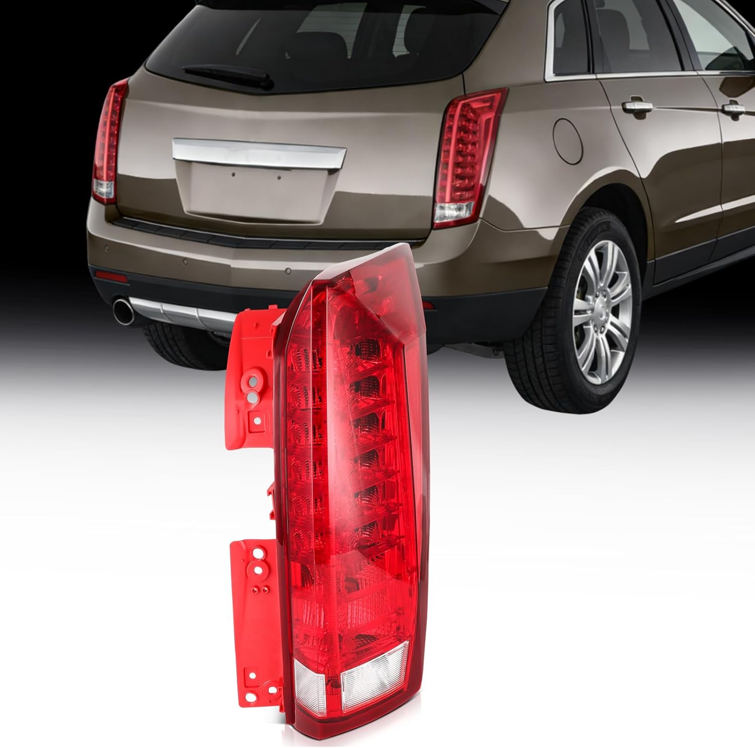 ECCPP Tail light Assembly For Cadillac SRX 2010-2016 Passenger Side (Chrome Housing Red Lens)
