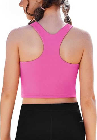 Zaclotre Girls Tank Tops Sleeveless Racerback Crop Tops Double Lined Athletic Shirts for Dance Yoga Workout Kids