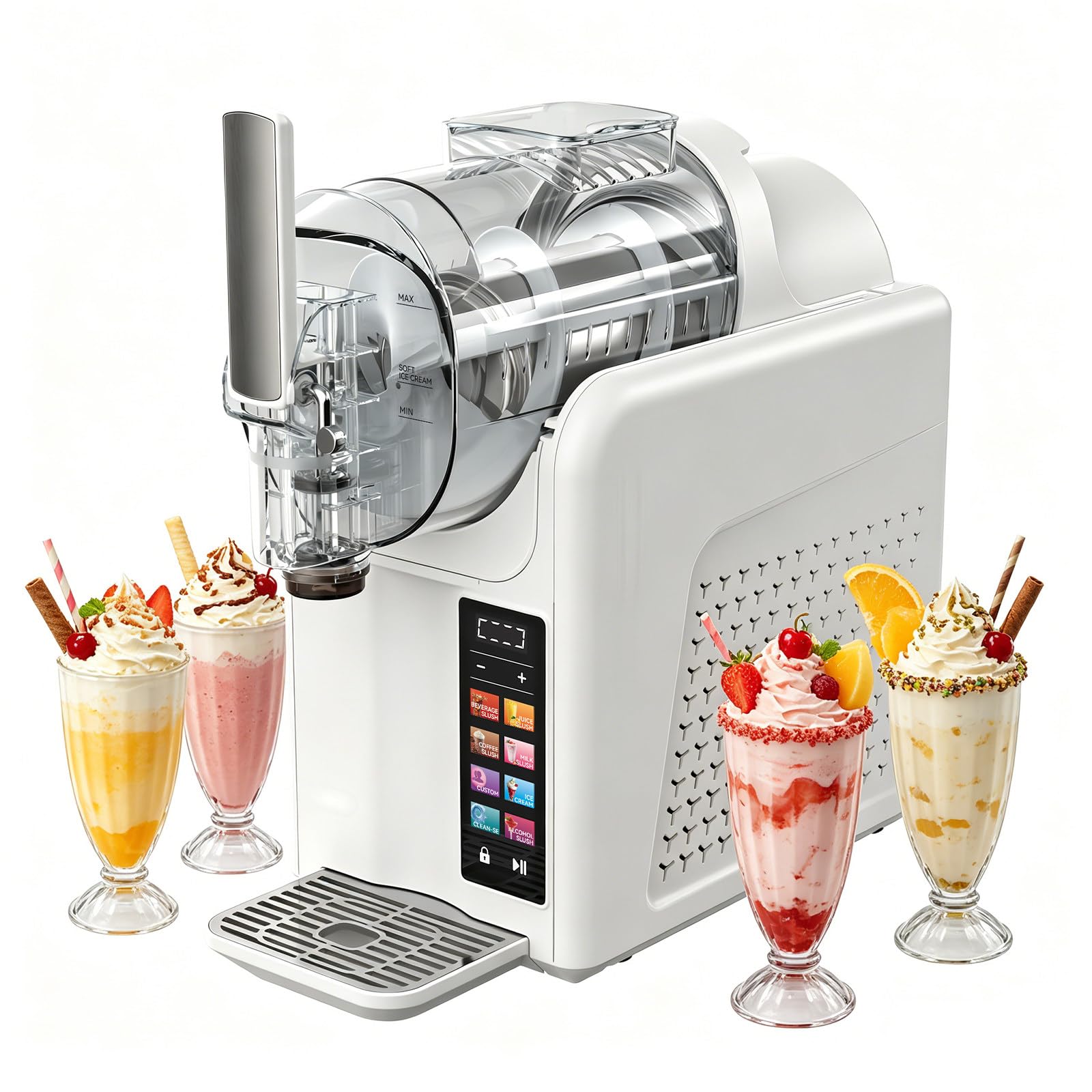 BANGBANGJI 68oz Slushie Machine, Slushy Maker & Freezing Drink Maker with 6 Presets, LED Display, Self Cleaning & Adjustable Temperature for Freezing Margaritas, Milkshakes, Smoothies, Frappes White