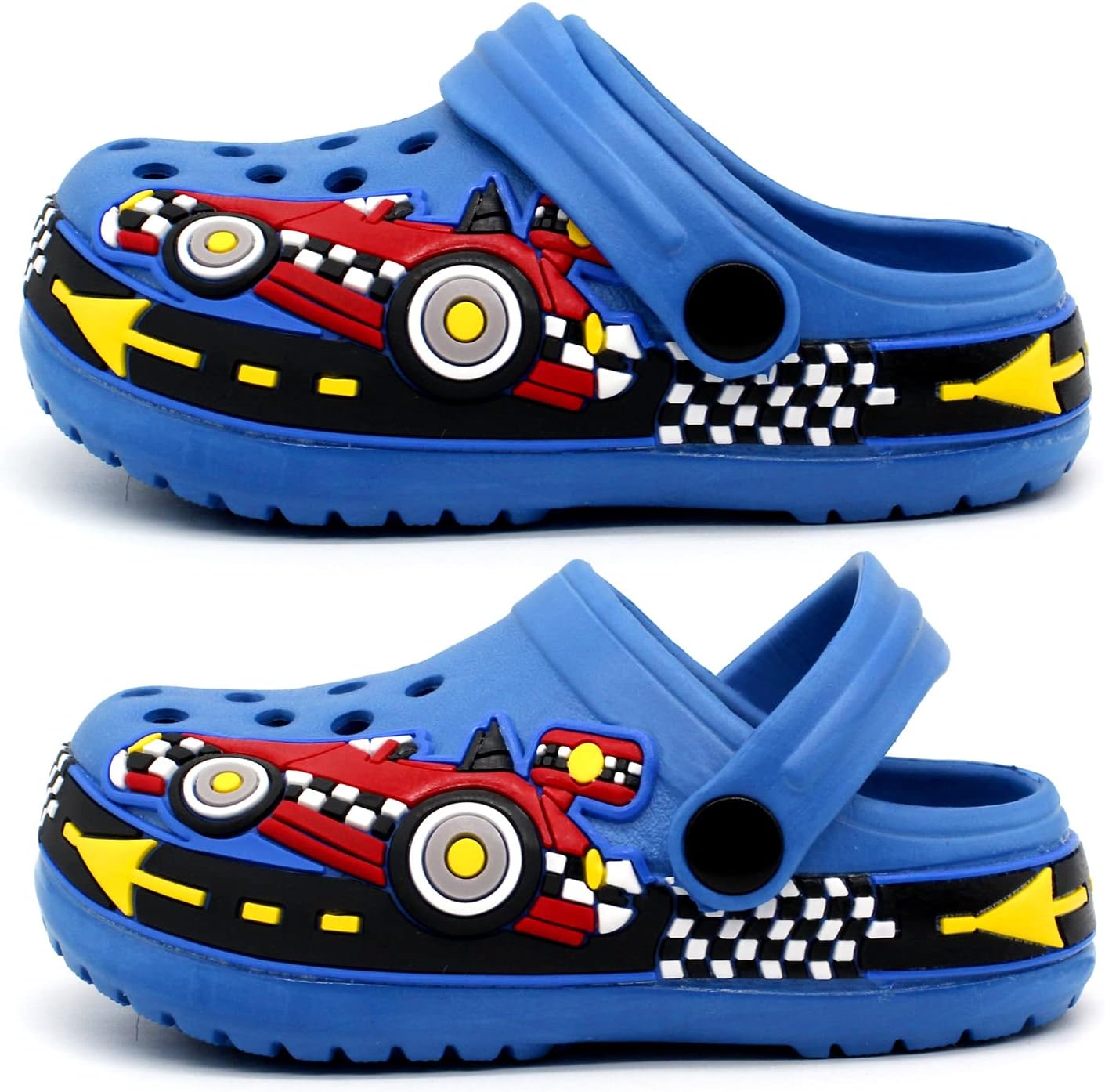 FolHaoth Toddlers Cute Cartoon Excavator Racecar Pattern Boys Girls Clogs Slip On Lightweight Breathable Kids Sandals Non Slip Indoor Outdoor Beach Pool Shower Slippers Shoes image 5