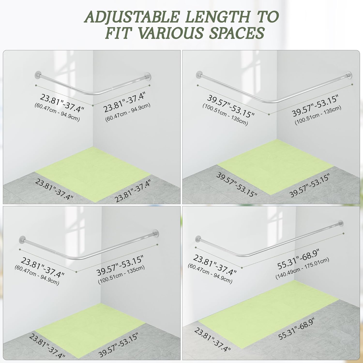 Bathroom Countertop Organzier & Adjustable L-shaped Shower Curtain Rod