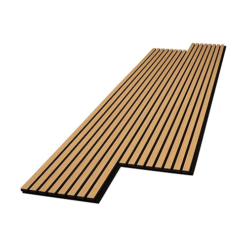 Miniatura 4 de Architectural Products by OUTWATER - Paneles de pared acústicos de madera de roble de 12.5 pulgadas (25 pulgadas en total) x 94.5 pulgadas,